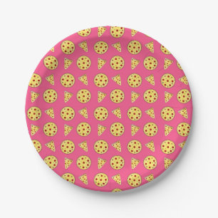 Roze pizza patroon papieren bordje
