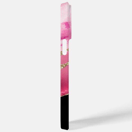 Roze plaat, naam & monogram, zwart & gouddoos Case-Mate iPhone case (Achterkant / Rechts)