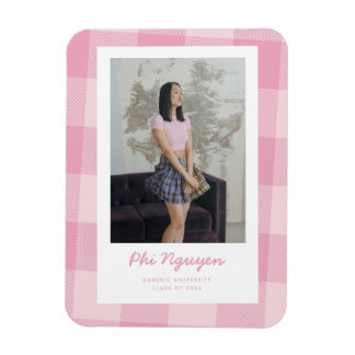 Roze Plaid Afstuderen aankondigingsmagneet Magneet