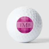 Roze Plaid Custom Monogram Initialen Dames Golfballen (Voorkant)