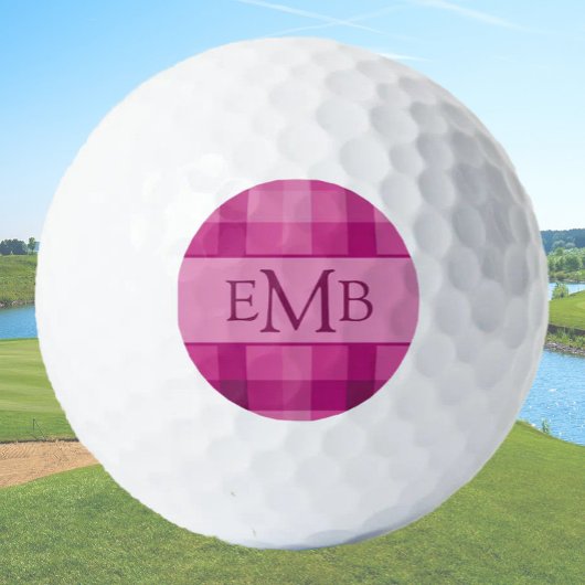 Roze Plaid Custom Monogram Initialen Dames Golfballen