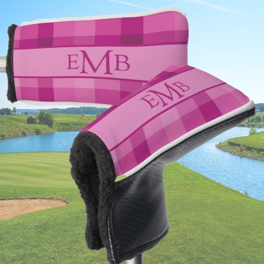 Roze Plaid Custom Monogram Initialen Dames Golfheadcover