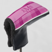 Roze Plaid Custom Monogram Initialen Dames Golfheadcover (3/4 voorkant)