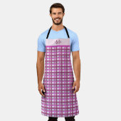 Roze Plaid Custom Monogram Initialen Schort (Gedragen)