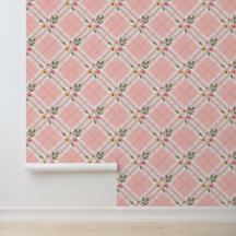 Roze Plaid Floral Wallpaper