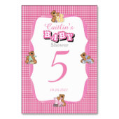 Roze Plaid met Baby Beren Tafelnummers (Achterkant)