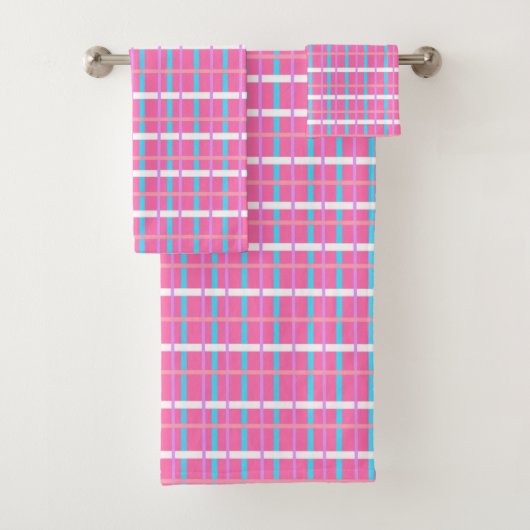 Roze Plaid Pop Bad Handdoek (Insitu)