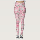 Roze Plaid Print Vrouwen Leggings (Voorkant)