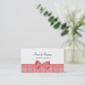 Roze Plaid Strik Boetiek Visitekaartje (Staand voorkant)