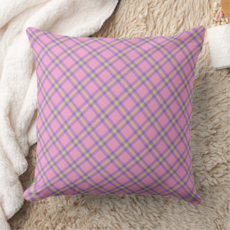 Roze Plaid Tartan Kaleidoscoop Kussen