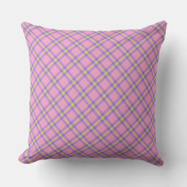 Roze Plaid Tartan Kaleidoscoop Kussen