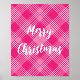 Roze Plaid Vrolijk Kerstfeest Poster