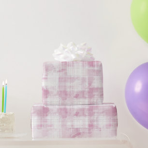 Roze Plaid Witte Verjaardag Cadeaupapier