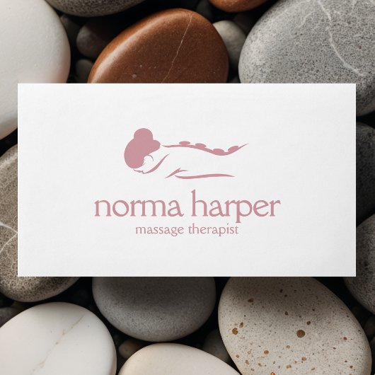 Roze Plain Stone Massage Therapy Wellness Day Spa Visitekaartje