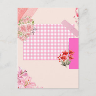 Roze plakboekpapier briefkaart