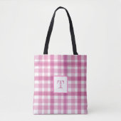 Roze Plakken Monogram Custom Draagtas (Voorkant)
