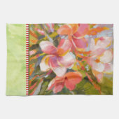 Roze plakkersbloem Groene keukenhanddoek schildere (Horizontaal)