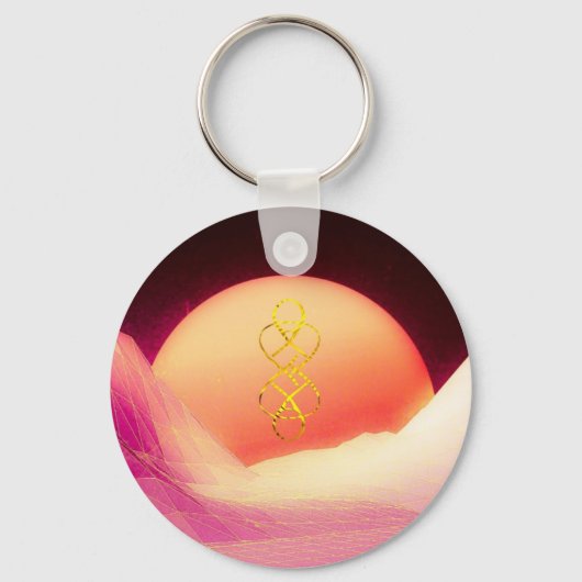 Roze Planet Sunset Sleutelhanger (Voorkant)
