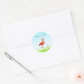 Roze Plant Flamingo & Reed Dank u Ronde Sticker (Envelop)