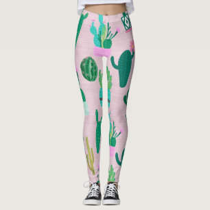 Roze Planten van de Zuidwestelijke Cacti Cactus Leggings