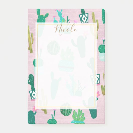 Roze Planten van de Zuidwestelijke Cacti Cactus Post-it® Notes (Voorkant)