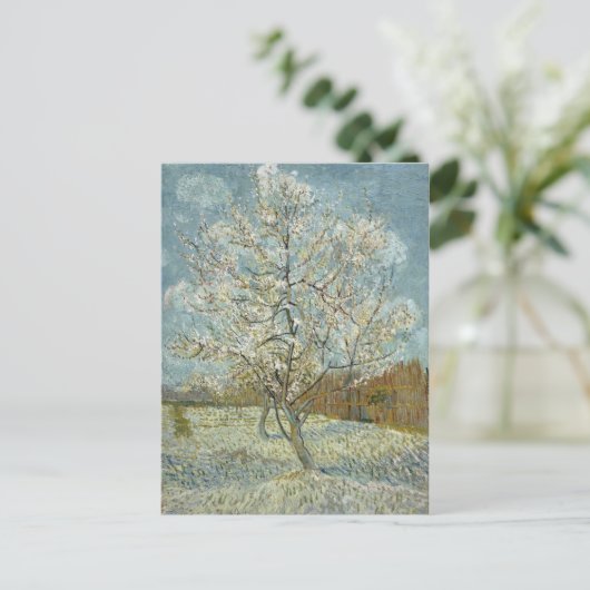 Roze platte boom van Vincent Van Gogh Briefkaart (Staand voorkant)
