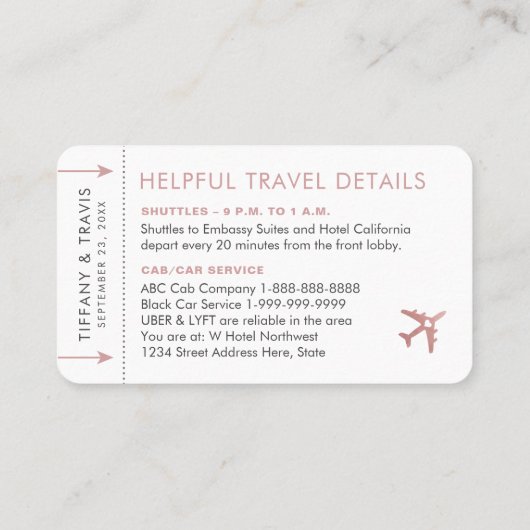 Roze plattegrond instapkaart Kaart escorte Plaatskaartje (Achterkant)