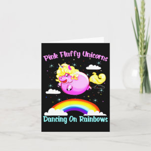 Roze pluizige eenhoorns dansen op Rainbows T Shirt Kaart