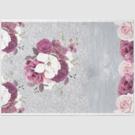 Roze & Plum Bloemen Kant Weefsel Papier