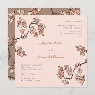 Roze Plum/Peach Blossoms Elegant Verlovingsfeest Kaart