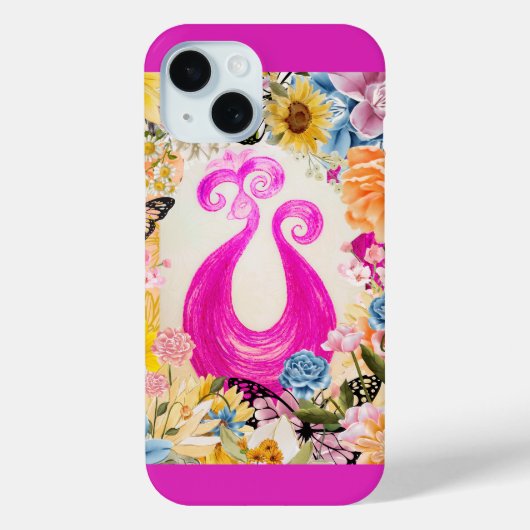 Roze Plum Peacock met kleurrijke bloemen Case-Mate iPhone Case (Achterkant)