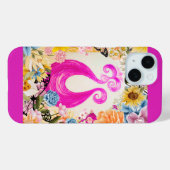 Roze Plum Peacock met kleurrijke bloemen Case-Mate iPhone Case (Achterkant (horizontaal))