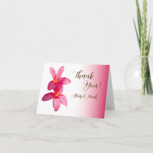 Roze Plumeria Bloemen op Roze, Bloem, Trouwfeest Bedankkaart