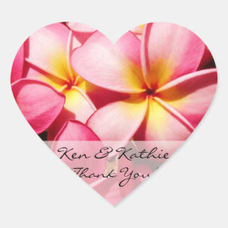 Roze Plumeria Bruiloft Dank u Sticker