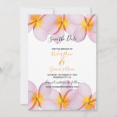 Roze Plumeria Frangipani bruiloft bewaart de datum Save The Date (Voorkant)