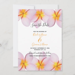 Roze Plumeria Frangipani bruiloft bewaart de datum Save The Date