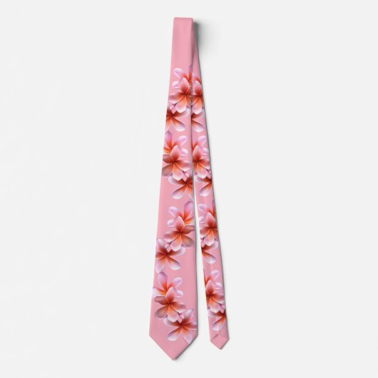 Roze Plumeria Frangipani Unisex Stropdas (Voorkant)