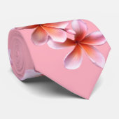 Roze Plumeria Frangipani Unisex Stropdas (Opgerold)