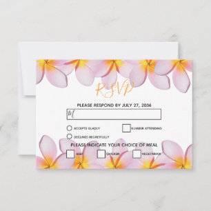 Roze Plumeria Frangipani Weddenschap RSVP Kaarten Kaartje