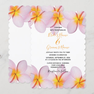 Roze Plumeria Frangipani Wedding Invitations Kaart