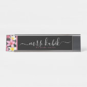 Roze Plumeria Hawaiian Teacher Desk Name Bord Bureau Naambordje (Voorkant)