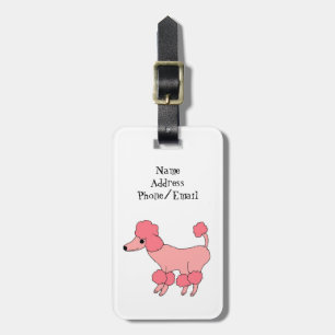 Roze poedel bagagelabel