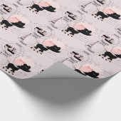 Roze Poedel Eiffeltoren Parijs inpakpapier (Hoek)