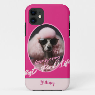 Roze Poedel Gepersonaliseerde iPhone Case