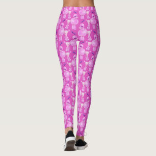 Roze poedel hond waterverf dierlijke kunst patroon leggings