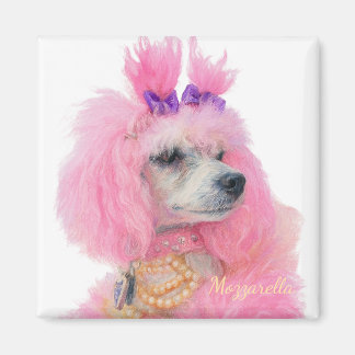 Roze poedel magneet, poedel decoratie magneet