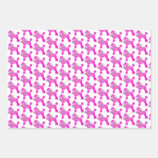 Roze Poedel Party Matching Inpakpapier Vel (Voorkant)