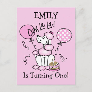 Roze Poedel Verjaardag Custom Briefkaart
