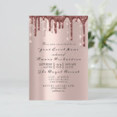Roze Poeder Glitterende Drips BRUILOFT 16DE Kaart (Staand voorkant)