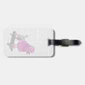 Roze poel en skateboard bagagelabel (Achterkant horizontaal)